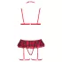 Cottelli - ensemble de lingerie à carreaux avec porte-jarretelles (carreaux rouges)