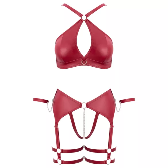 Cottelli Bondage - ensemble soutien-gorge croisé - rouge - L