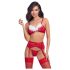 Cottelli - ensemble lingerie Noël dentelle - soutien-gorge et culotte - rouge
