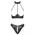 Cottelli - soutien-gorge ouvert en dentelle et string avec ornements or rose (noir)