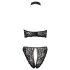 Cottelli - soutien-gorge ouvert en dentelle et string avec ornements or rose (noir)