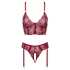 Cottelli - ensemble deux pièces en dentelle avec porte-jarretelles (rouge) - M