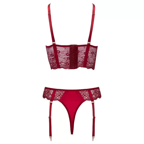 Cottelli - ensemble deux pièces en dentelle avec porte-jarretelles (rouge) - M