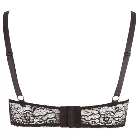 Cottelli Plus Size - soutien-gorge ouvert à armatures et anneaux - noir