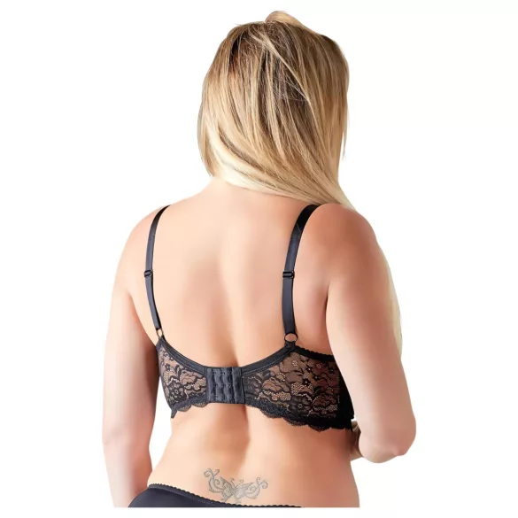 Cottelli Plus Size - soutien-gorge ouvert à armatures et anneaux - noir - 90D