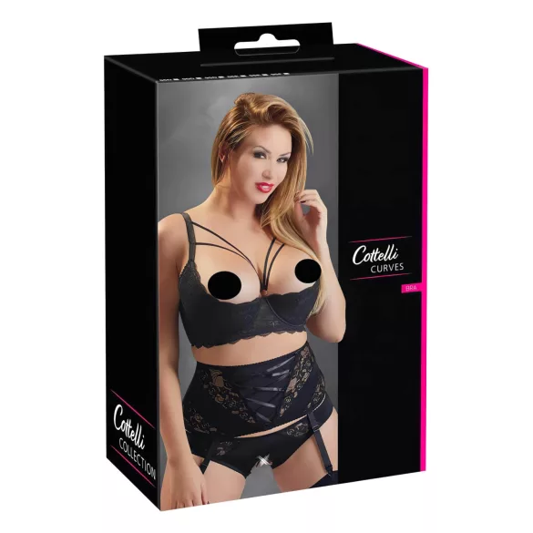Cottelli Plus Size - soutien-gorge ouvert à armatures et anneaux - noir - 95D