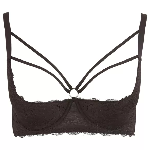 Cottelli Plus Size - soutien-gorge ouvert à armatures et anneaux - noir - 95F