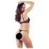 Cottelli - soutien-gorge ouvert à bretelles avec anneaux et string - noir - 85B/L