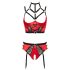 Abierta Fina - Ensemble soutien-gorge ouvert avec anneaux (rouge) - 85B/L