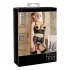 Abierta Fina - ensemble lingerie dentelle à bretelles strass - noir