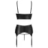 Abierta Fina - ensemble lingerie dentelle à bretelles strass - noir