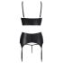 Abierta Fina - ensemble lingerie dentelle à bretelles strass - noir - 80B/M