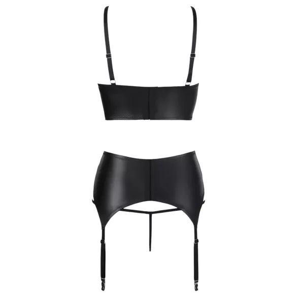 Abierta Fina - ensemble lingerie dentelle à bretelles strass - noir - 85B/L