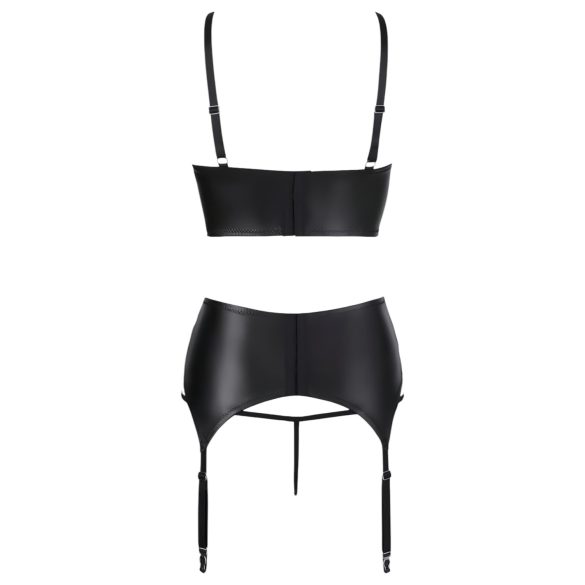 Abierta Fina - ensemble lingerie dentelle à bretelles strass - noir - 80C/M