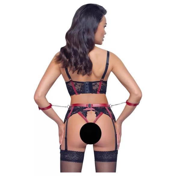 Cottelli Bondage - ensemble soutien-gorge ouvert dentelle rouge mat - XL