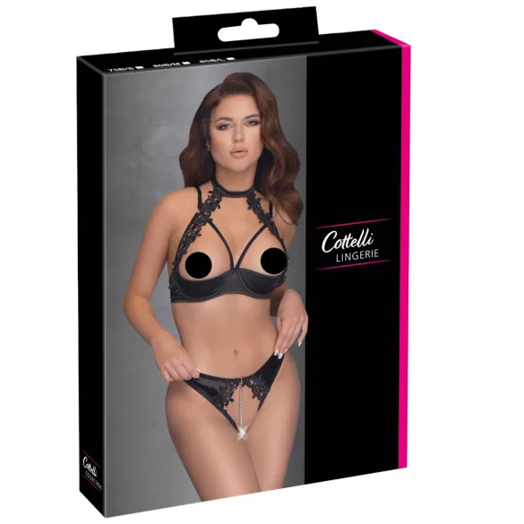 Cottelli - soutien-gorge balconnet en dentelle avec tour de cou - noir - 85B/L