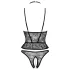Abierta Fina - string ouvert et corset - dentelle noire