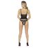 Abierta Fina - string ouvert et corset - dentelle noire - L