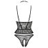 Abierta Fina - string ouvert et corset - dentelle noire - L