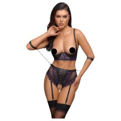  Cottelli Bondage - ensemble soutien-gorge et menottes - noir violet