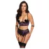 Cottelli Bondage - ensemble soutien-gorge et menottes - noir violet - L