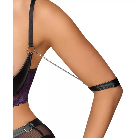 Cottelli Bondage - ensemble soutien-gorge et menottes - noir violet - L