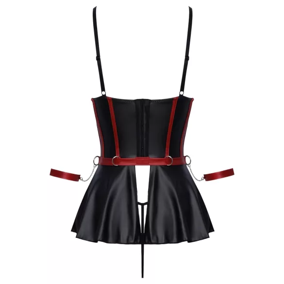 Cottelli Bondage - set lingerie brillant avec menottes - noir - 80B/M