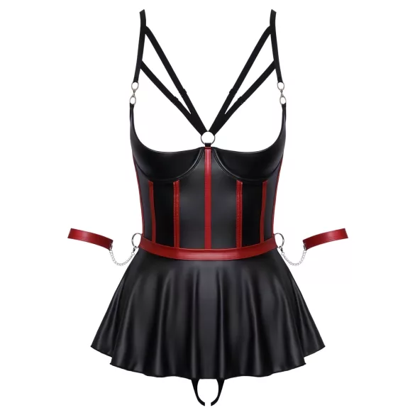 Cottelli Bondage - set lingerie brillant avec menottes - noir - 85B/L