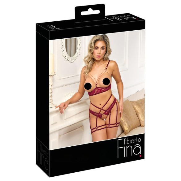 Abierta Fina - soutien-gorge ouvert avec chaînes - ensemble - rouge - L
