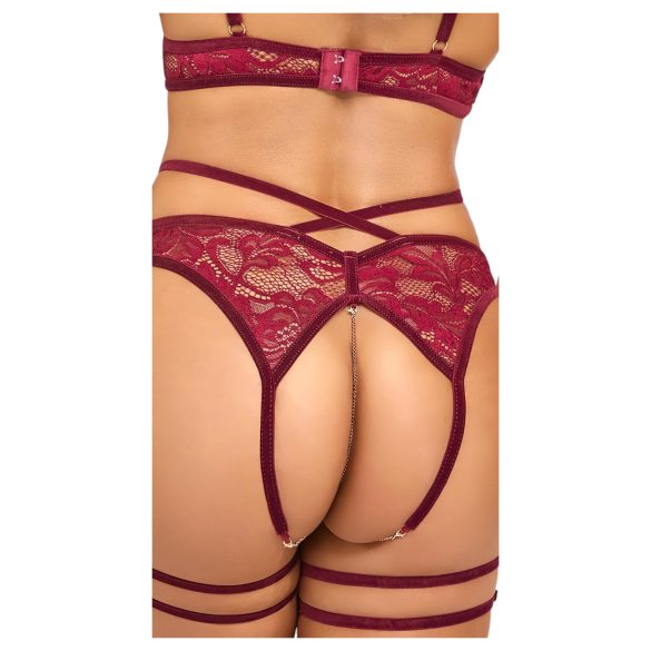 Abierta Fina - soutien-gorge ouvert avec chaînes - ensemble - rouge - L
