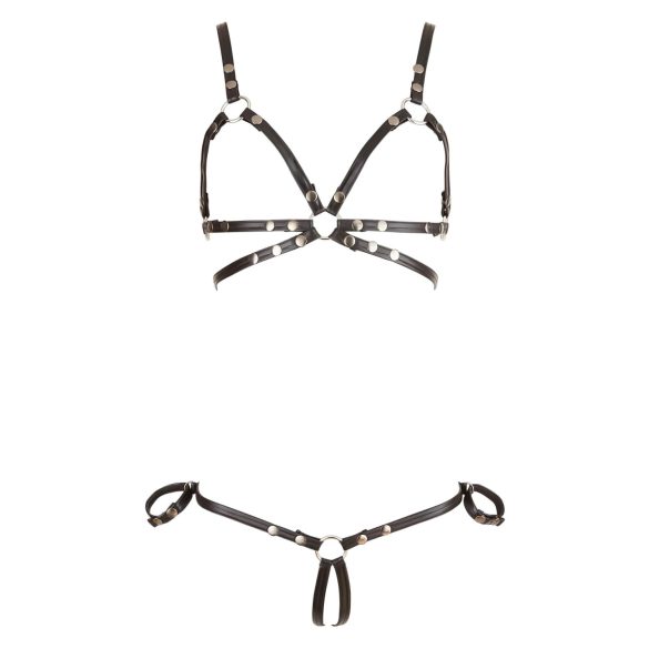 Cottelli Bondage - harnais corporel bikini brillant - noir - L