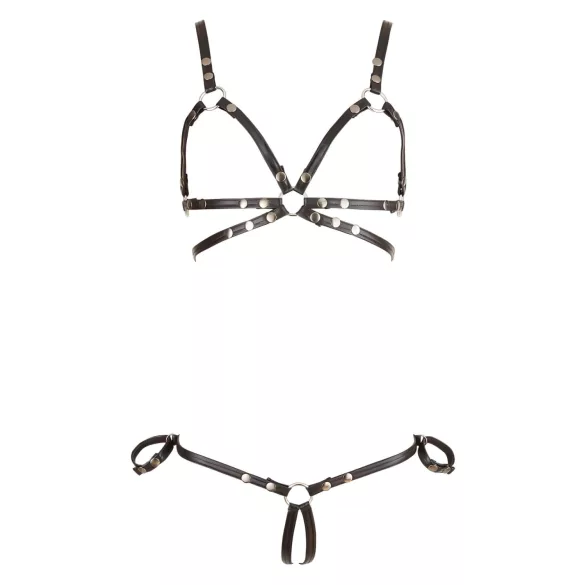 Cottelli Bondage - harnais corporel bikini brillant - noir - XL