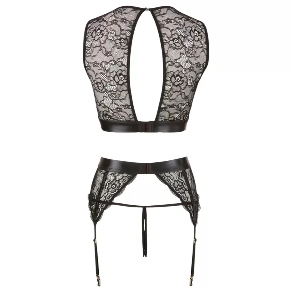 Cottelli Bondage - ensemble de lingerie en dentelle + menottes (4 pièces)