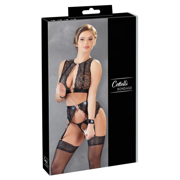 Cottelli Bondage - ensemble lingerie dentelle 4 pièces noir - M