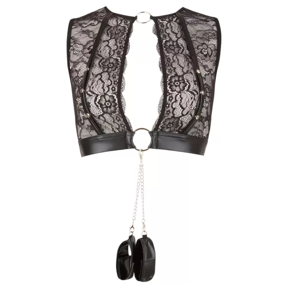 Cottelli Bondage - ensemble lingerie dentelle 4 pièces noir - L