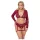 Cottelli Curves - ensemble lingerie dentelle manches longues - rouge