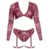 Cottelli Curves - ensemble lingerie dentelle manches longues - rouge