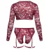 Cottelli Curves - ensemble lingerie dentelle manches longues - rouge - 2XL