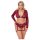 Cottelli Curves - ensemble lingerie dentelle manches longues - rouge - 3XL