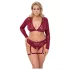 Cottelli Curves - ensemble lingerie dentelle manches longues - rouge - 3XL
