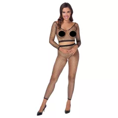   Cottelli - ensemble lingerie résille manches longues - noir - S-L