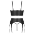 Cottelli - corset à fermeture éclair, porte-jarretelles et string (noir)