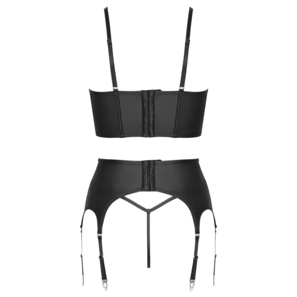 Cottelli - corset à fermeture éclair, porte-jarretelles et string (noir) - M