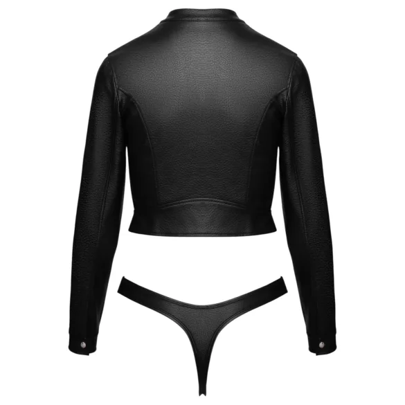 Cottelli - ensemble veste courte en similicuir et string (noir) - L
