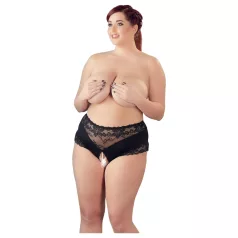   Cottelli - culotte ouverte grande taille - dentelle perles - noir - XL