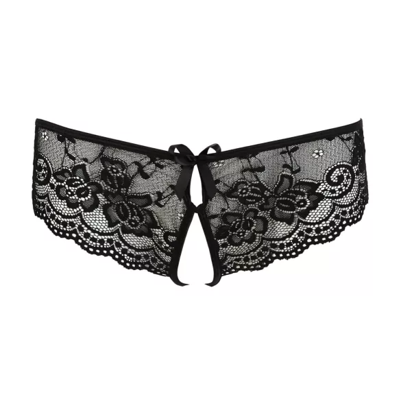 Cottelli - culotte ouverte femme dentelle nœud - noir - L