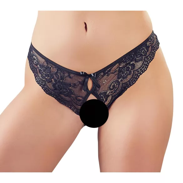Cottelli - culotte ouverte femme dentelle nœud - noir - L