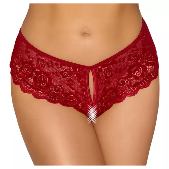 Cottelli - culotte ouverte en dentelle - rouge - L