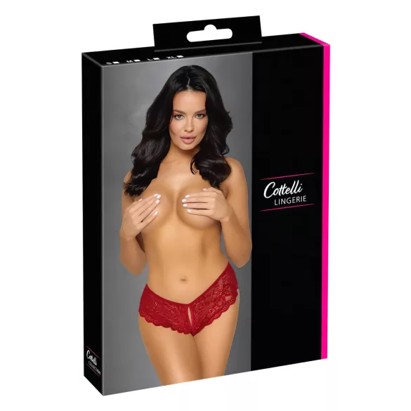 Cottelli - culotte ouverte en dentelle - rouge - L