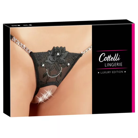 Cottelli - String ouvert - motif fleur scintillant - M/L
